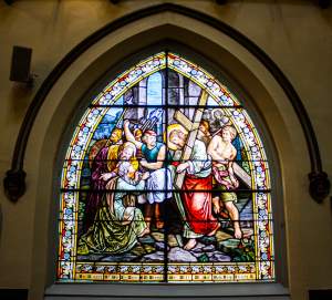 Stained-glass window, St. Veronica’s Catholic Church, New York, New York