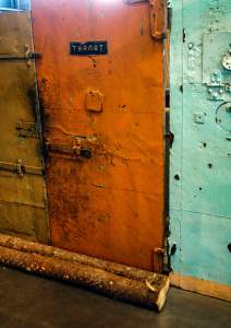 Prison door, Phone Booth, Museum of Occupations, Tallinn, Estonia